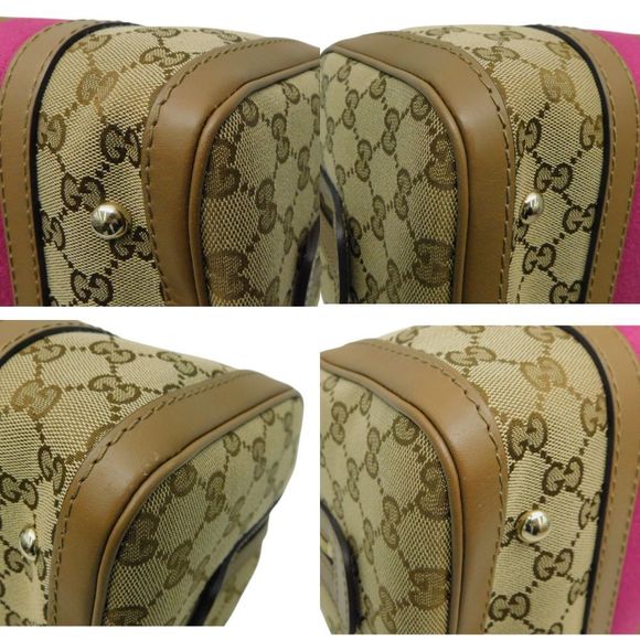 Gucci Canvas GG Beige Purple Bag Shoulder Brown Bag Boston - Picture 6 of 9